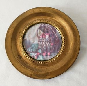 Antique Solid Brass Wall Plate - Foil Picture - HTF!